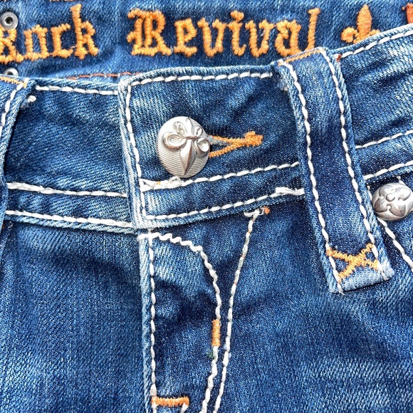 Rock Revival Stephanie Capri Denim Jeans Size 26 Whiskered Distressed Stretch - Picture 5 of 12